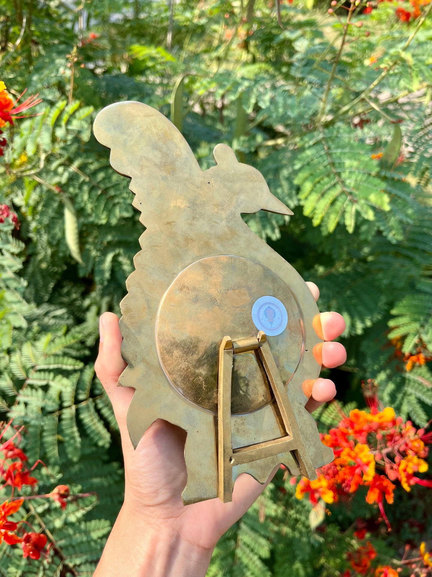 mcm slime green stash box + brass peacock mirror for kathleen