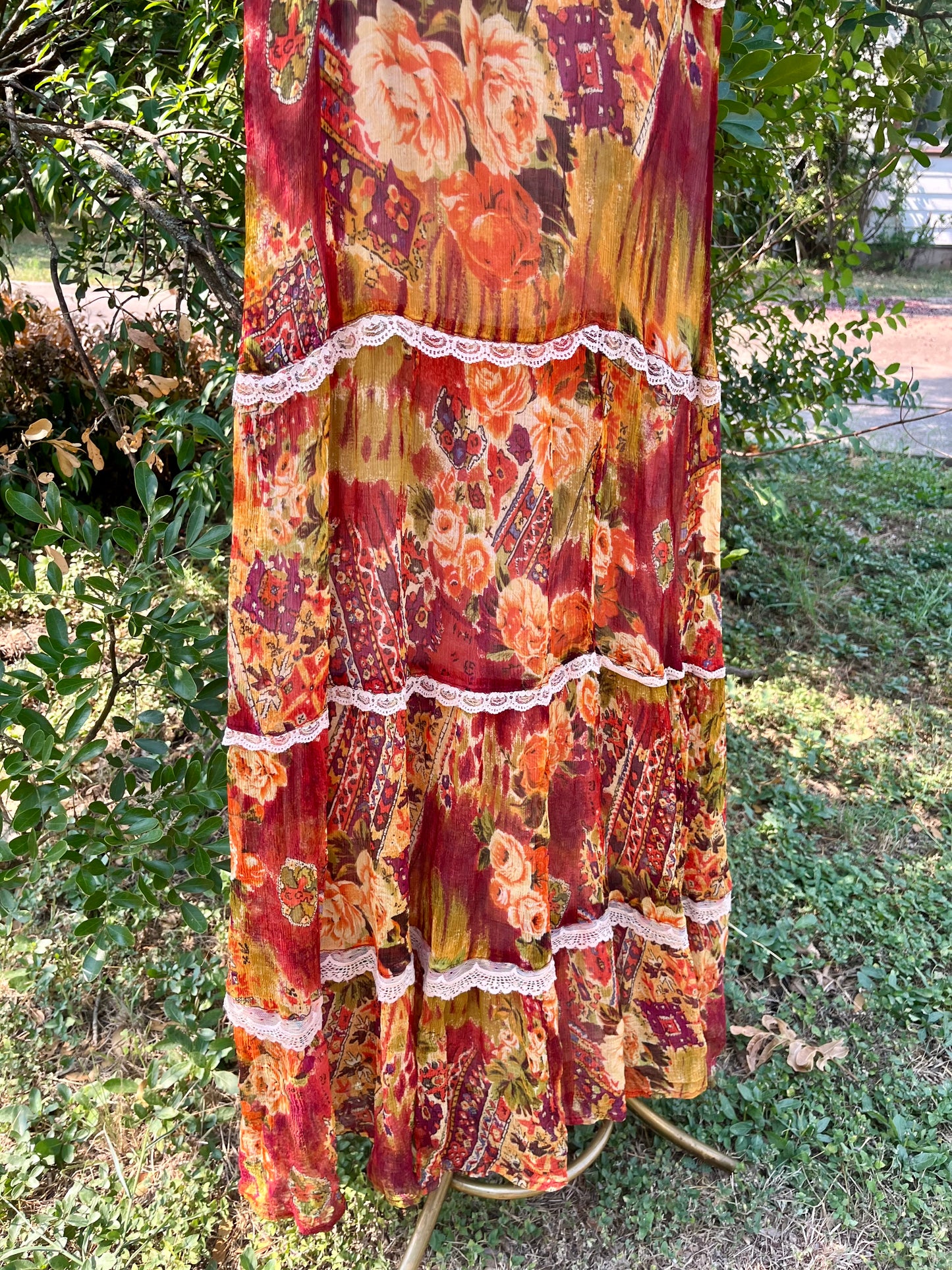 y2k romantic floral tiered dress for meg