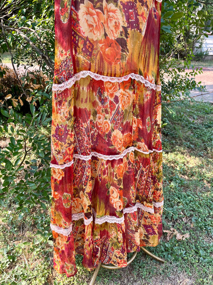 y2k romantic floral tiered dress for meg