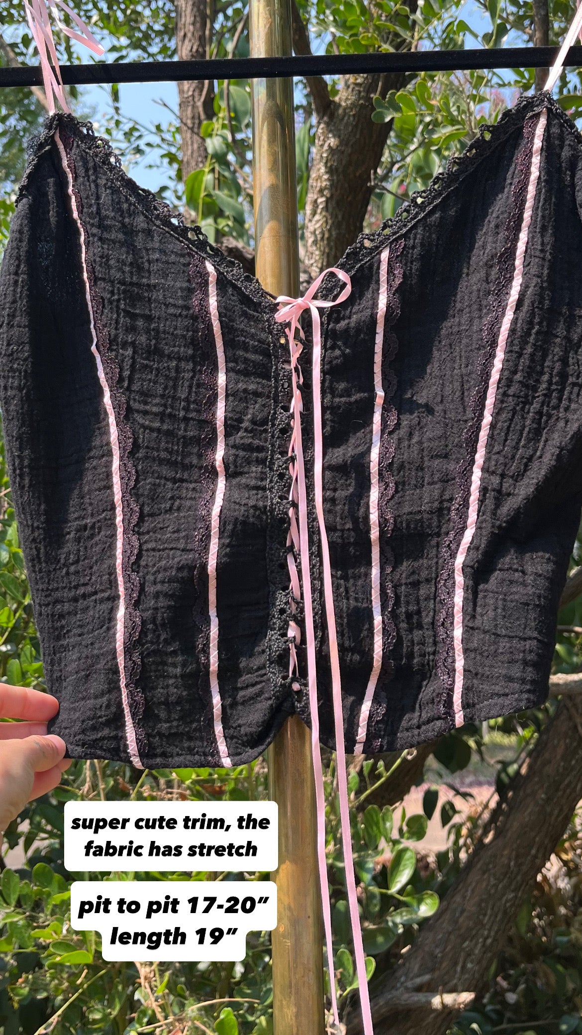 y2k black & pink ribbon corset tank for michelle