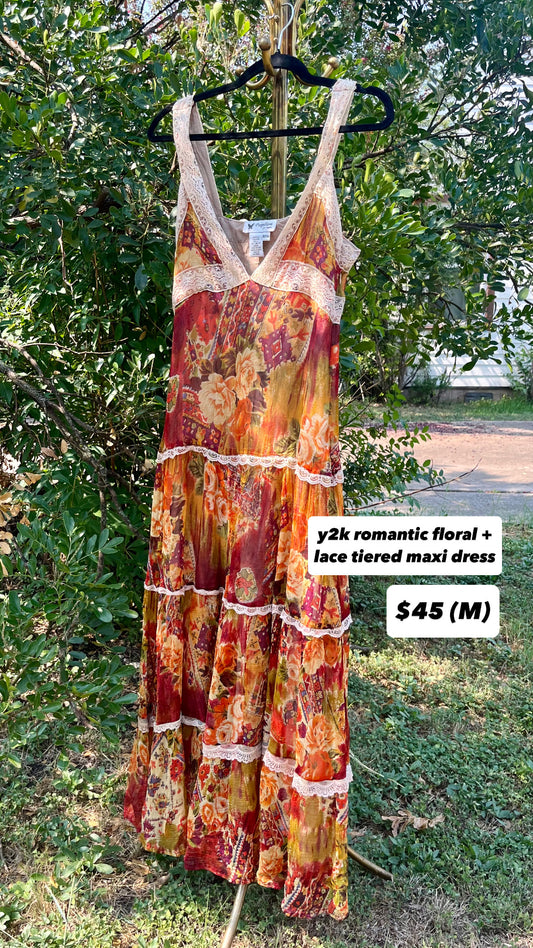 y2k romantic floral tiered dress for meg