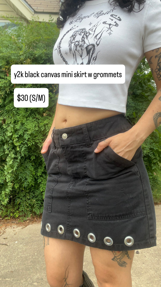 y2k canvas skirt w grommets for hayley