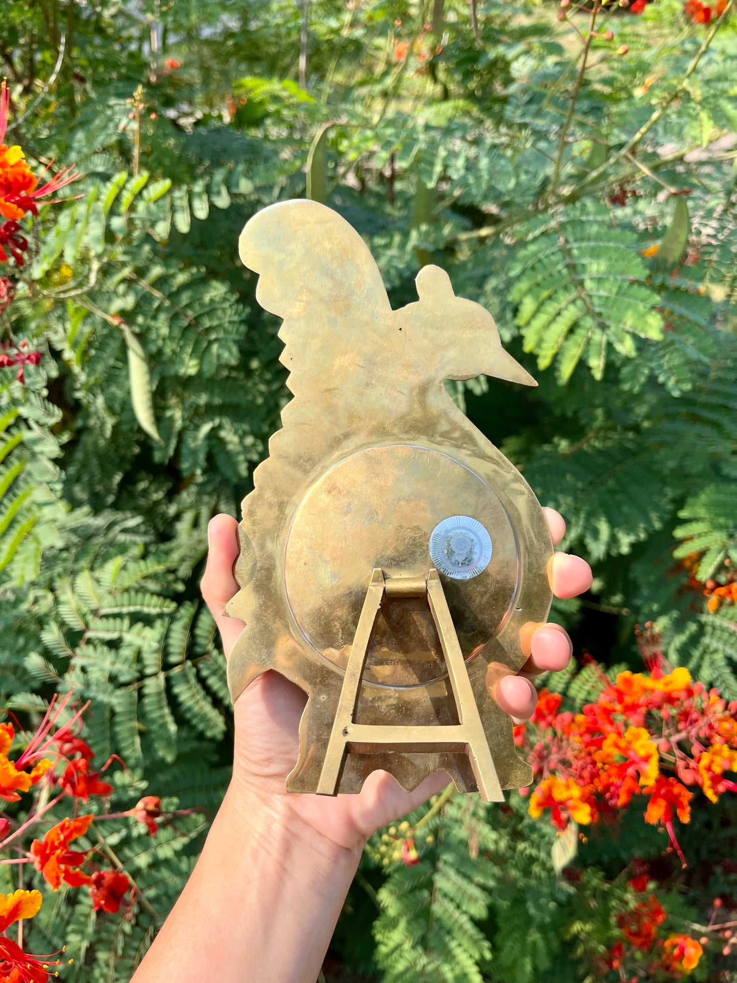 mcm slime green stash box + brass peacock mirror for kathleen