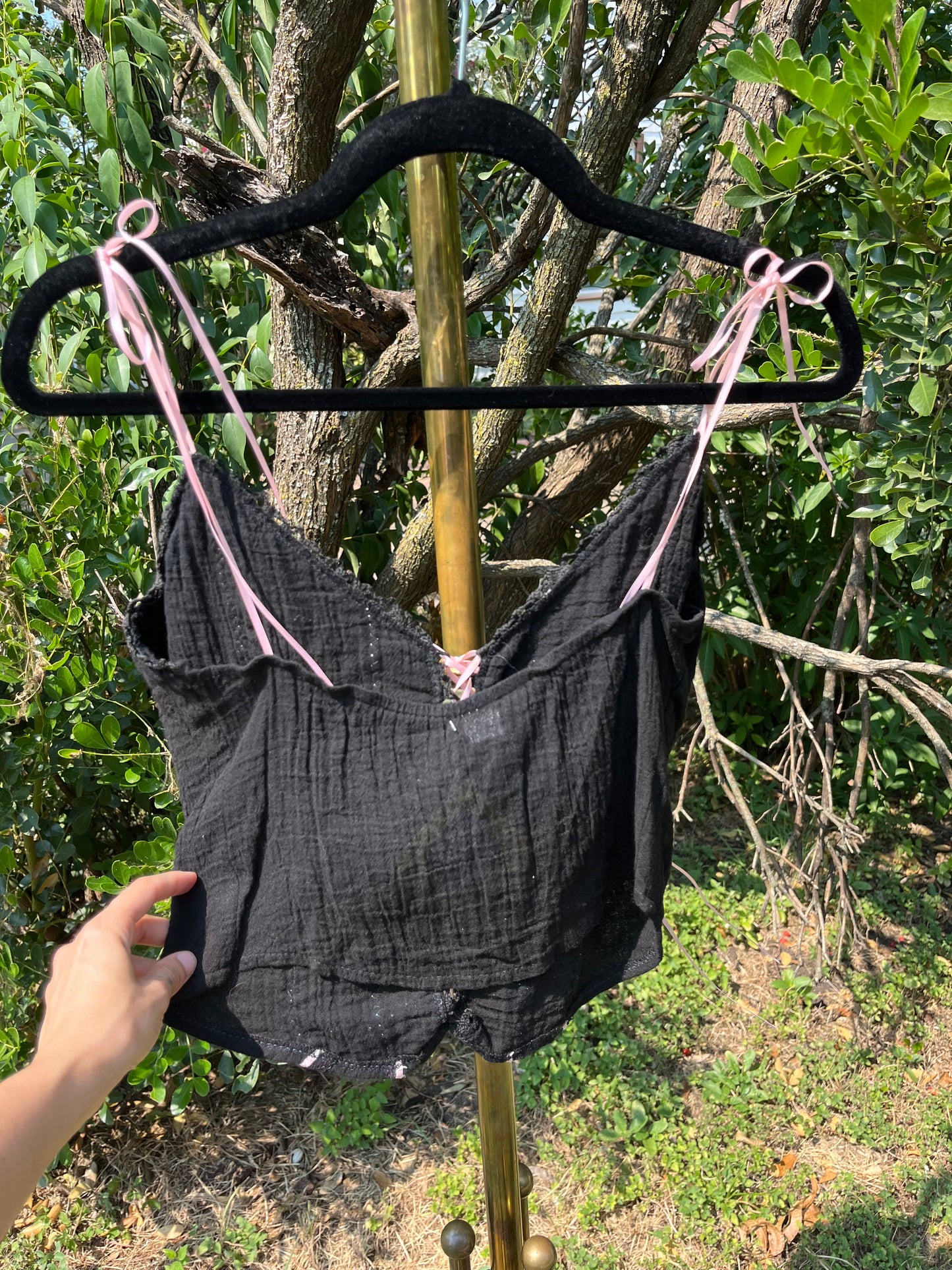 y2k black & pink ribbon corset tank for michelle