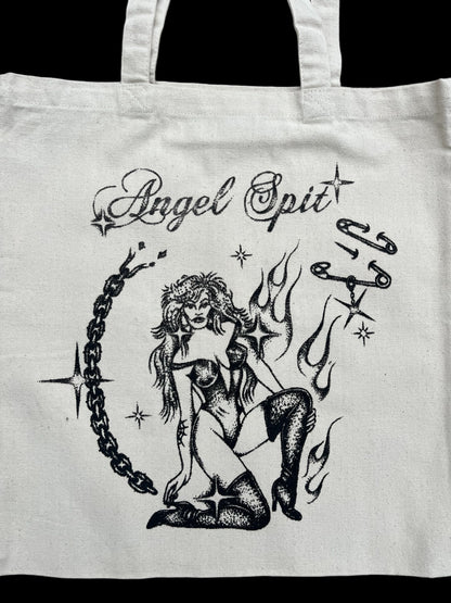 Angel Spit Screenprinted Tote