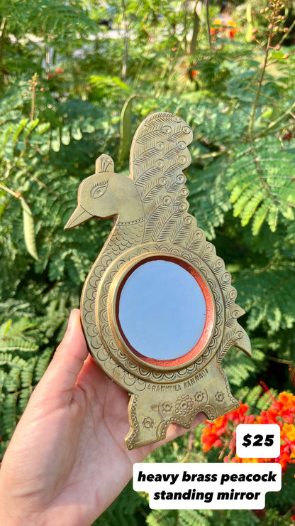 mcm slime green stash box + brass peacock mirror for kathleen