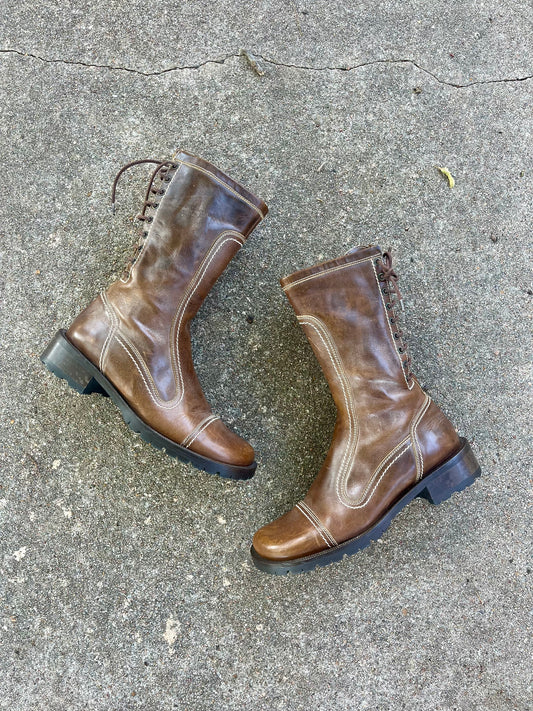 90s/y2k leather lace up boots for esma