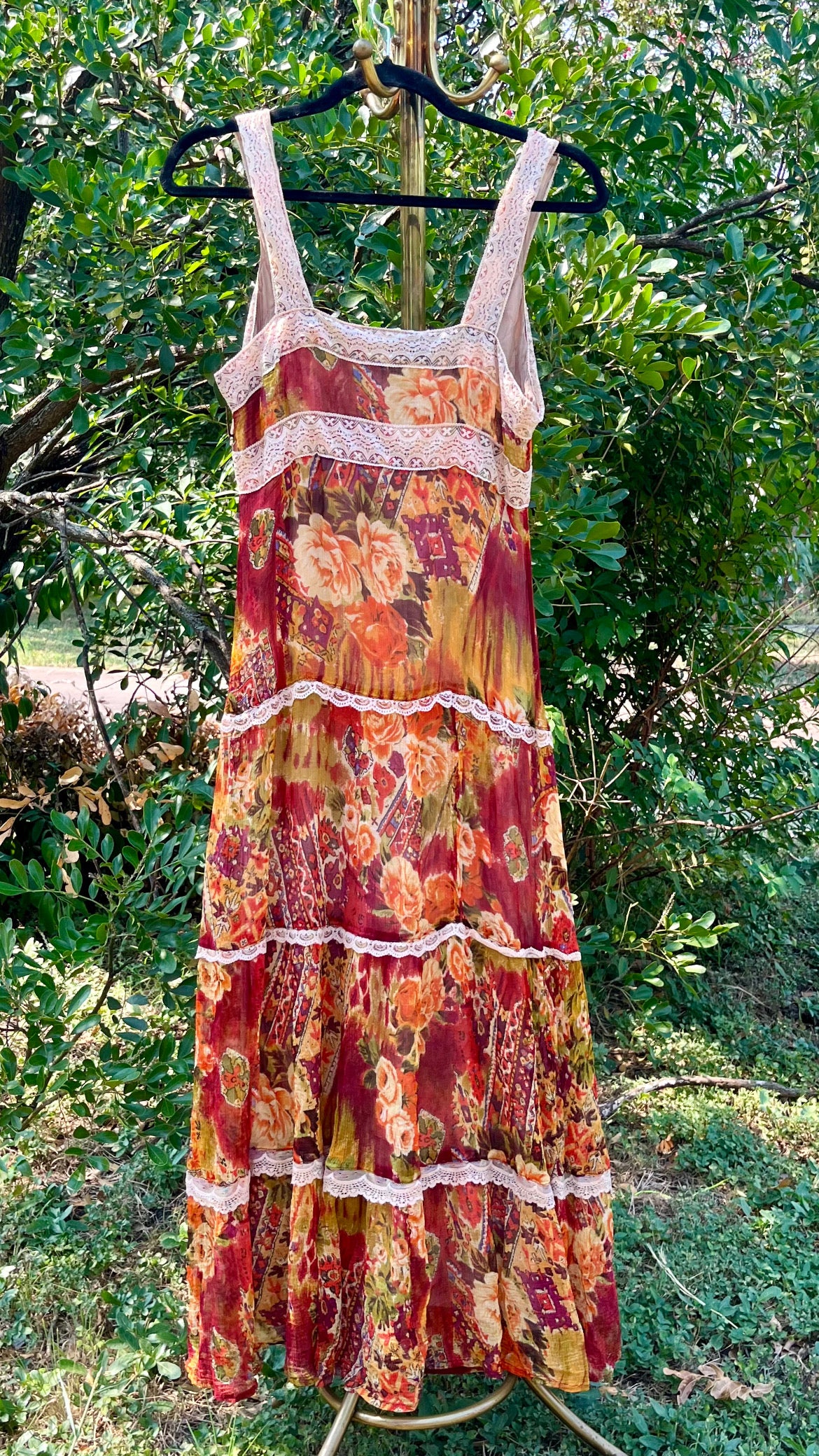 y2k romantic floral tiered dress for meg