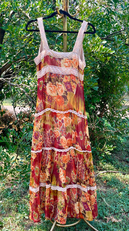 y2k romantic floral tiered dress for meg