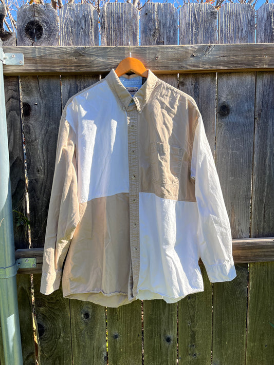 90s oatmeal colorblock button up for angelica