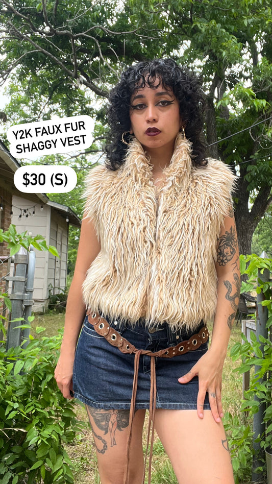 y2k faux fur shaggy vest for lauryn