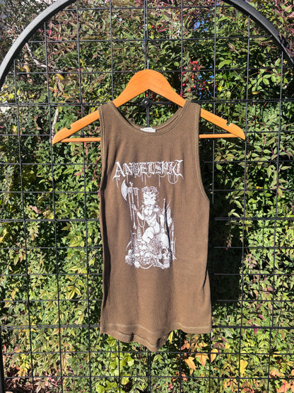 “i touched god” LA apparel dress + betty of arc olive fp tank + eddie bauer longsleeve for simmony
