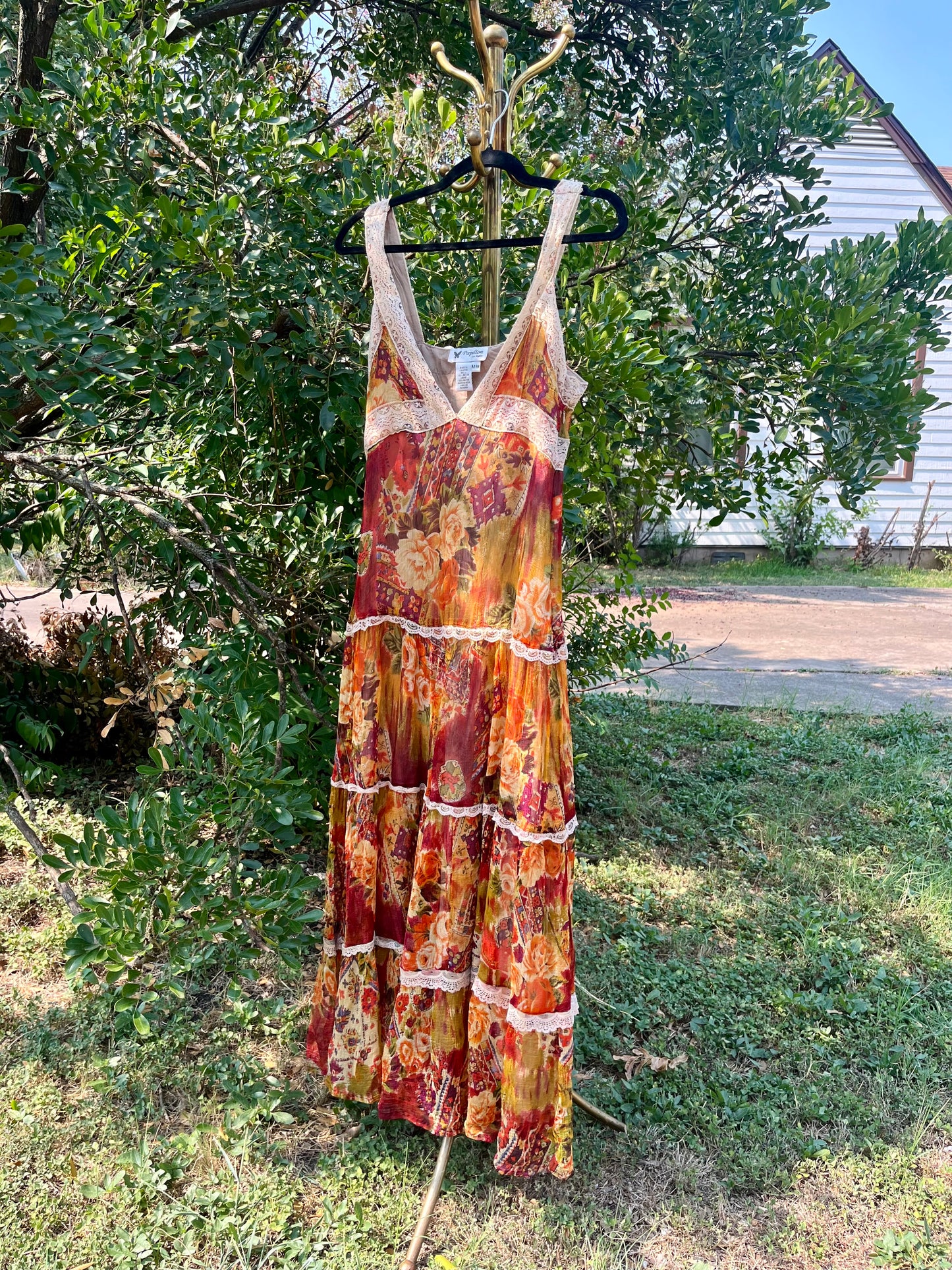 y2k romantic floral tiered dress for meg