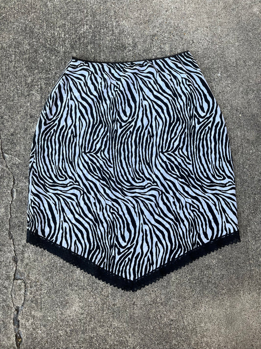 y2k zebra skirt + 90s velvet tank for kaitlynn