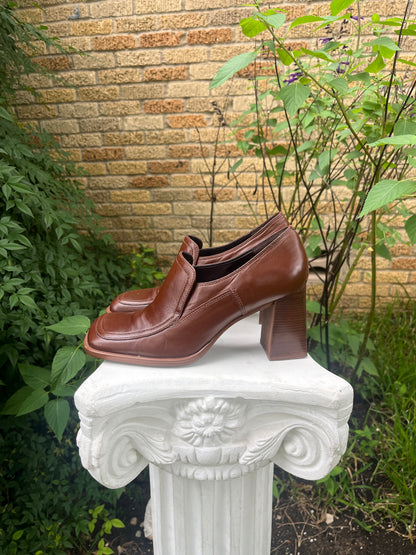 90s leather moto vest + platform loafers for candace