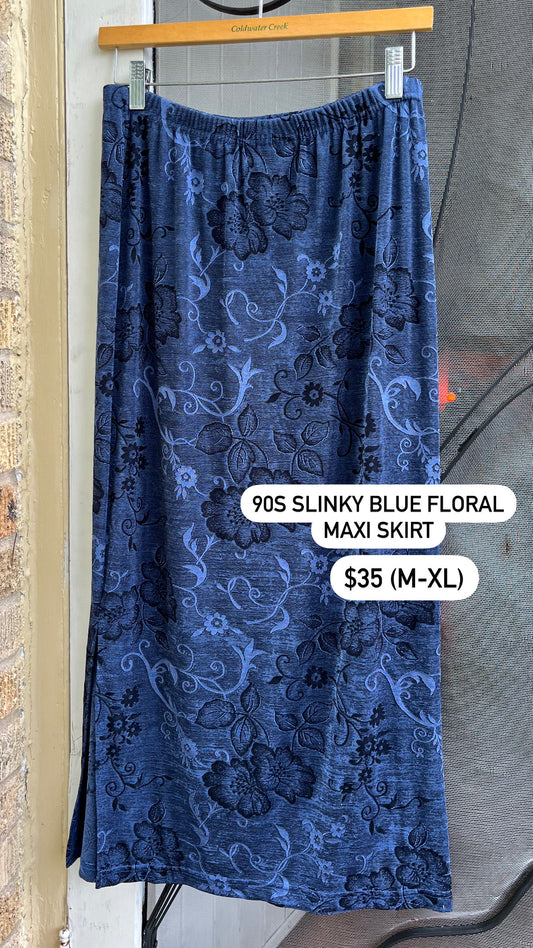 90s slinky blue floral maxi for maya