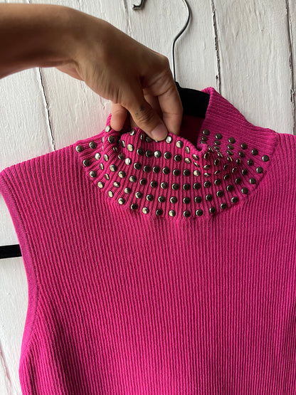 y2k pink studded mock neck top for vanessa