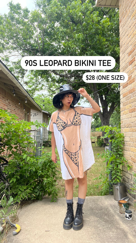 90s leopard bikini tee + 90s cutoff shorts for rose