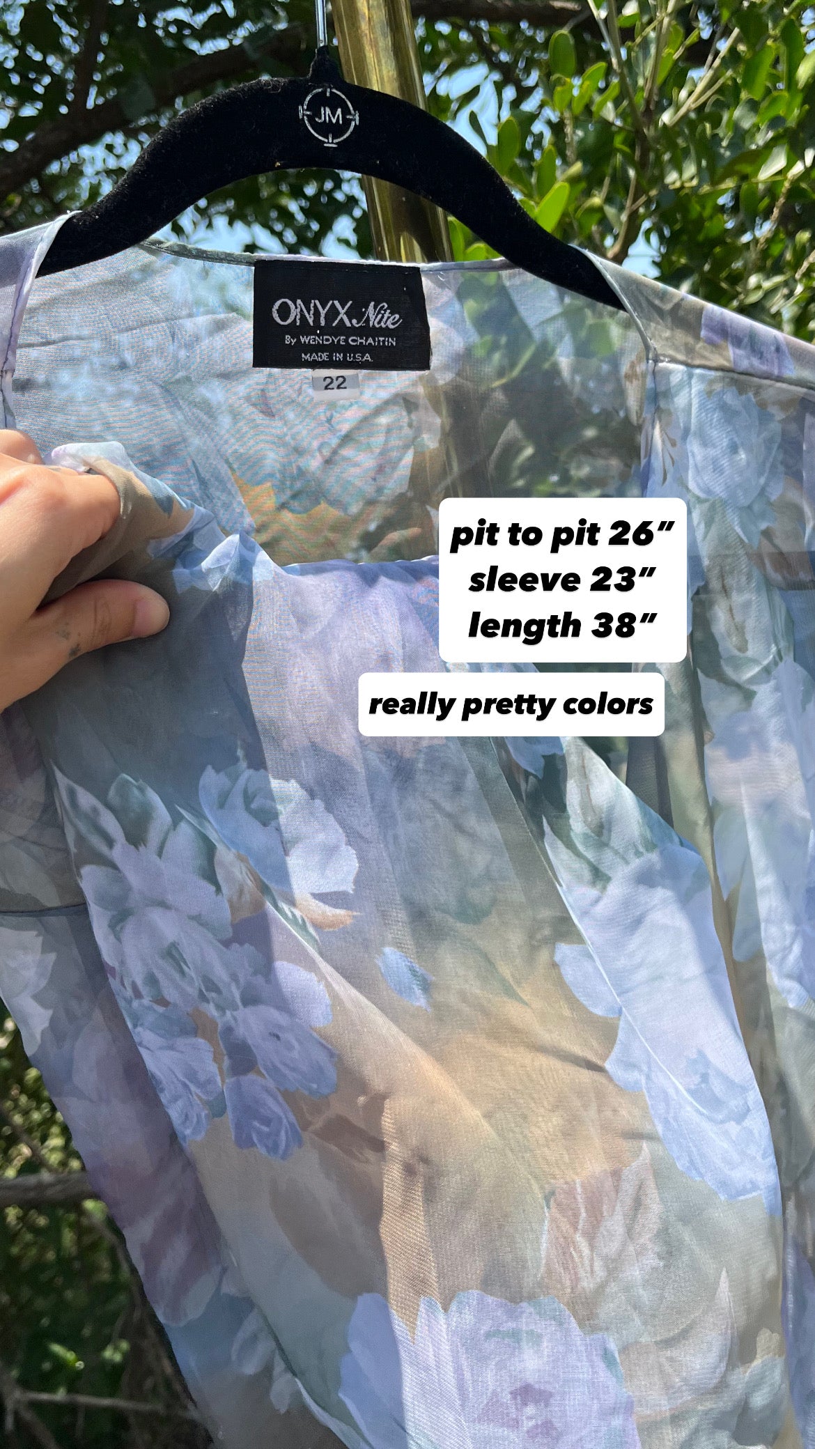 90s dreamy floral robe + black/ blue floral maxi skirt for maya