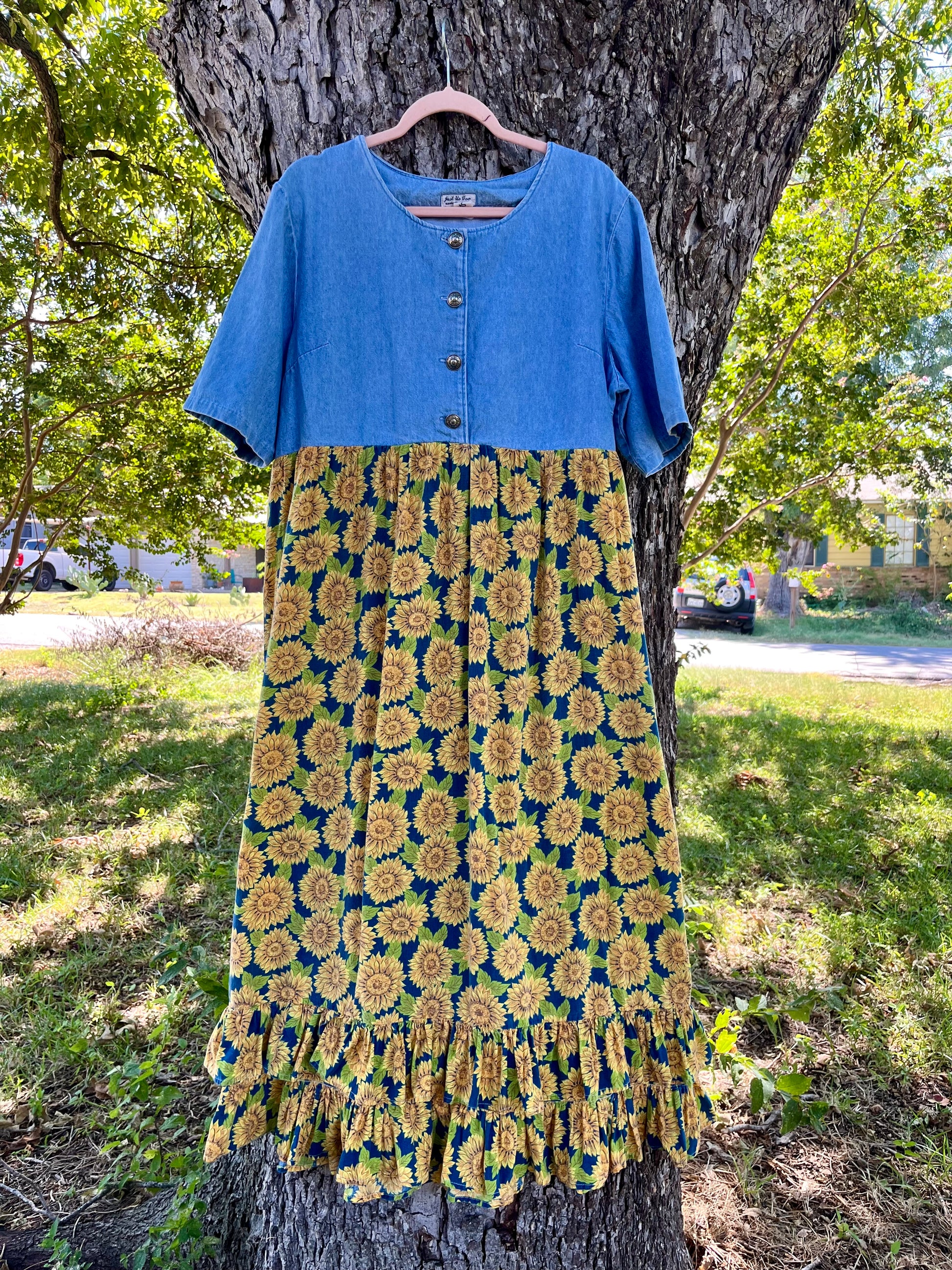 90s denim & sunflower babydoll dress for claire 90s denim & sunflower babydoll dress for claire