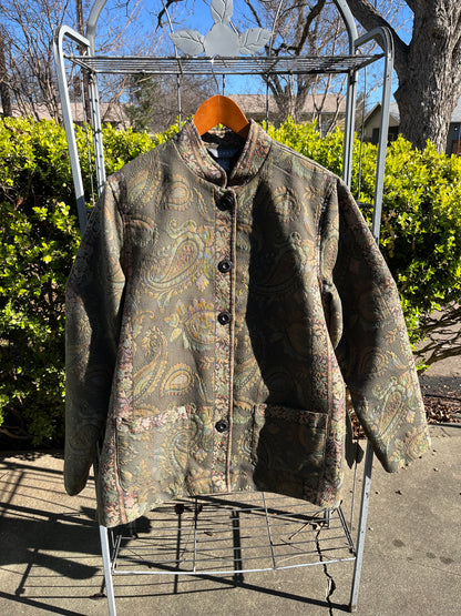 90s muted earth tone tapestry jacket for anna