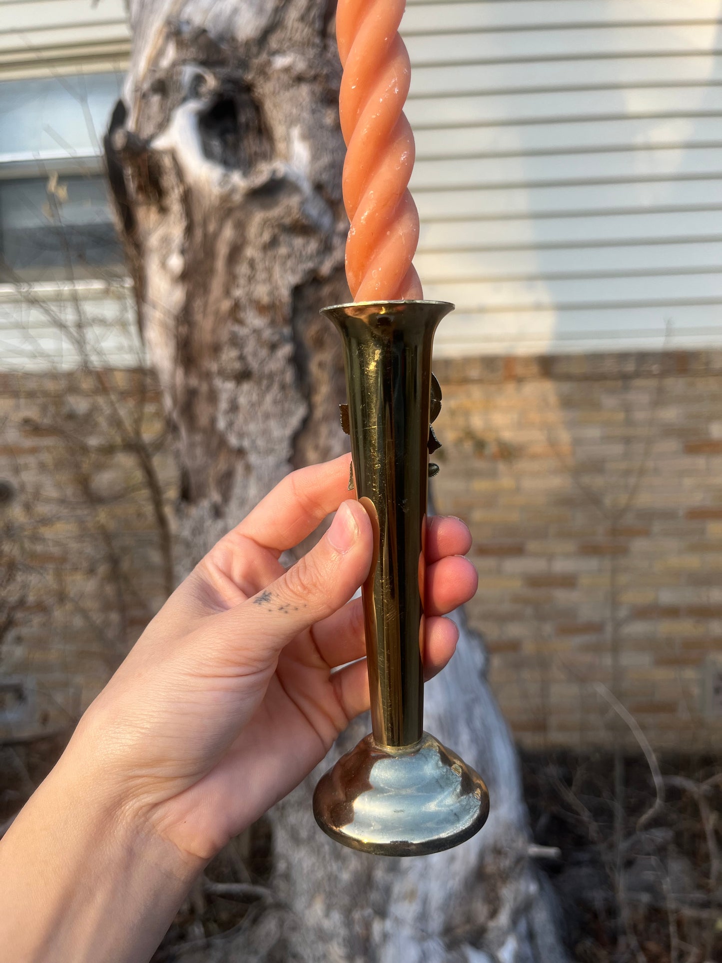 brass rose candlestick holder for taylor