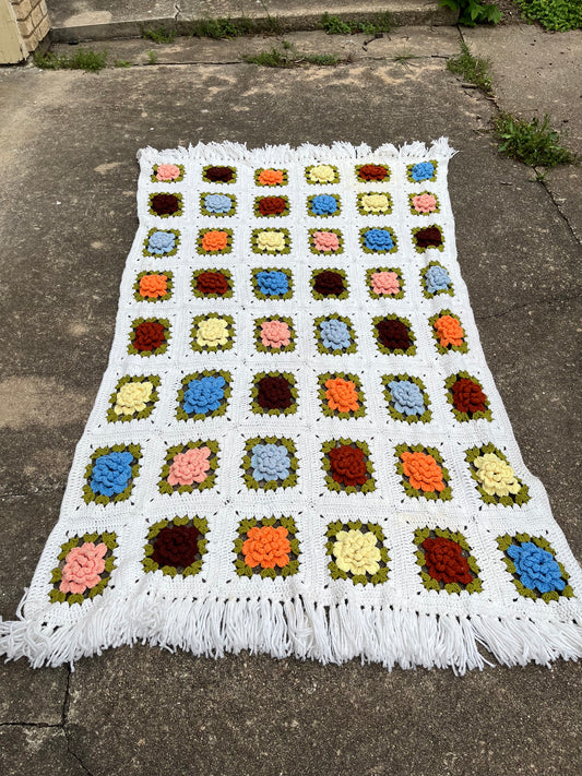 midcentury rose garden blanket for loretta
