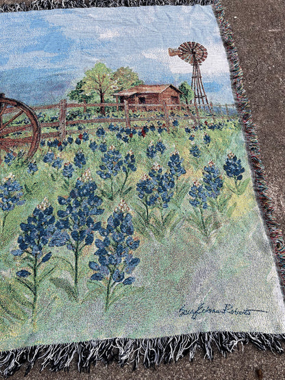 90s bluebonnet tapestry blanket for amnova