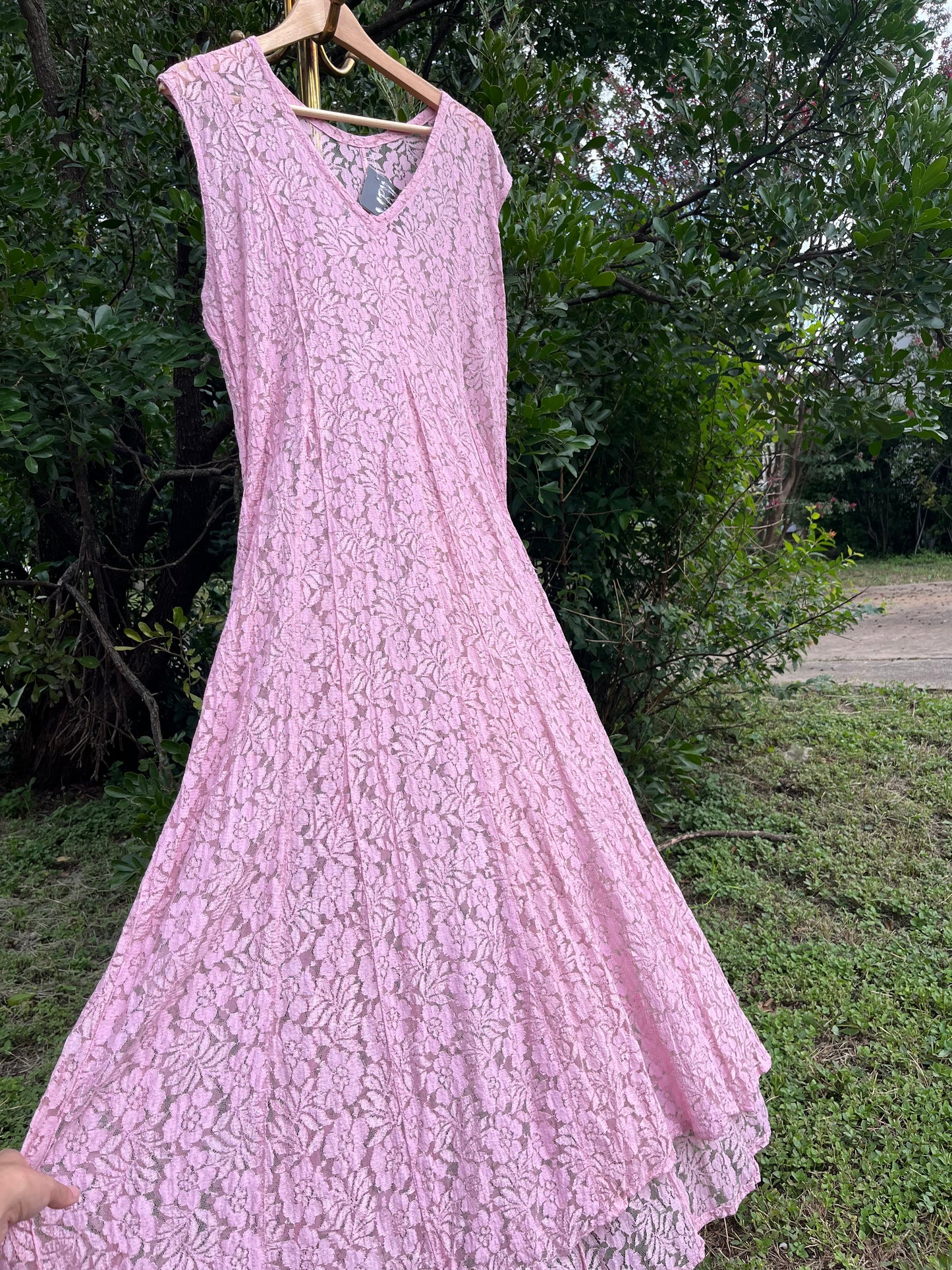 90s pink lace maxi for libby
