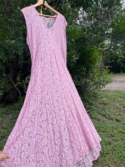 90s pink lace maxi for libby