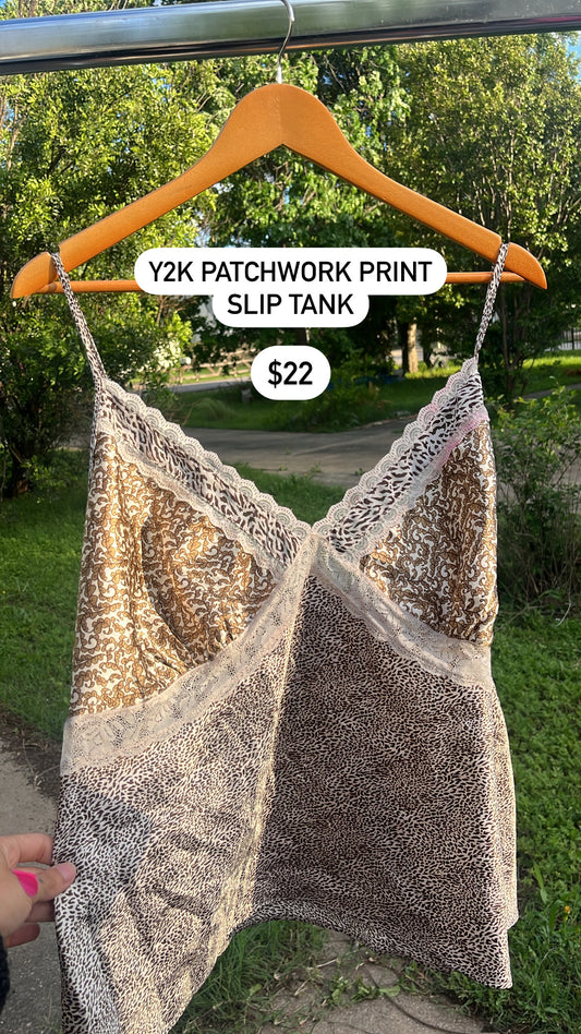 y2k patchwork print slip top for carly