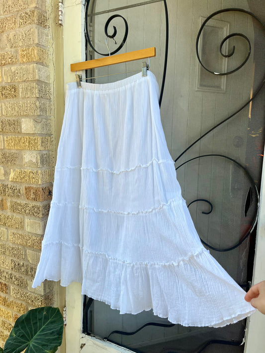 y2k gauzey white skirt + whatever purse for maya