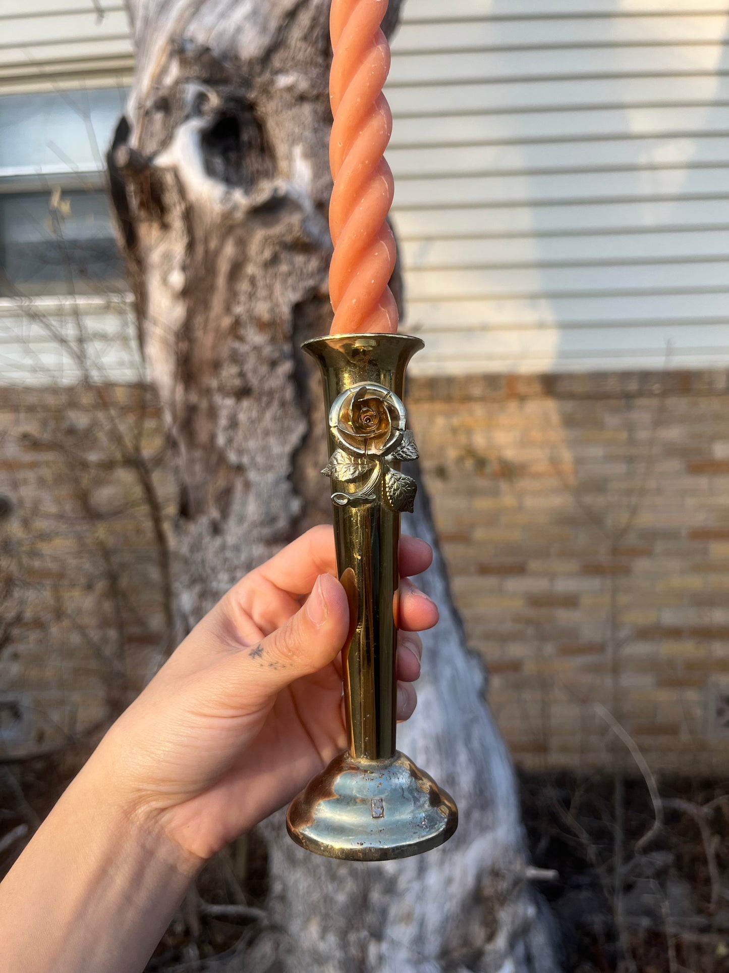 brass rose candlestick holder for taylor