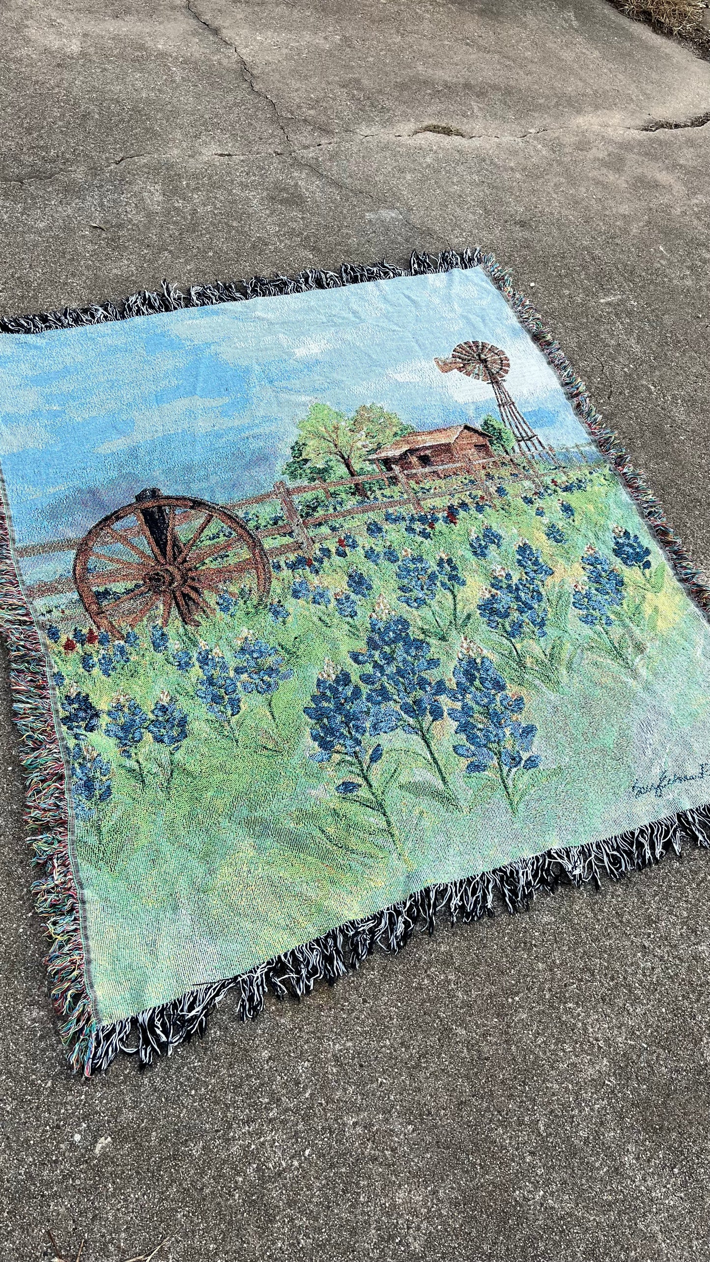 90s bluebonnet tapestry blanket for amnova
