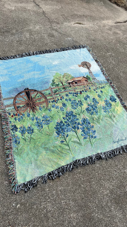 90s bluebonnet tapestry blanket for amnova