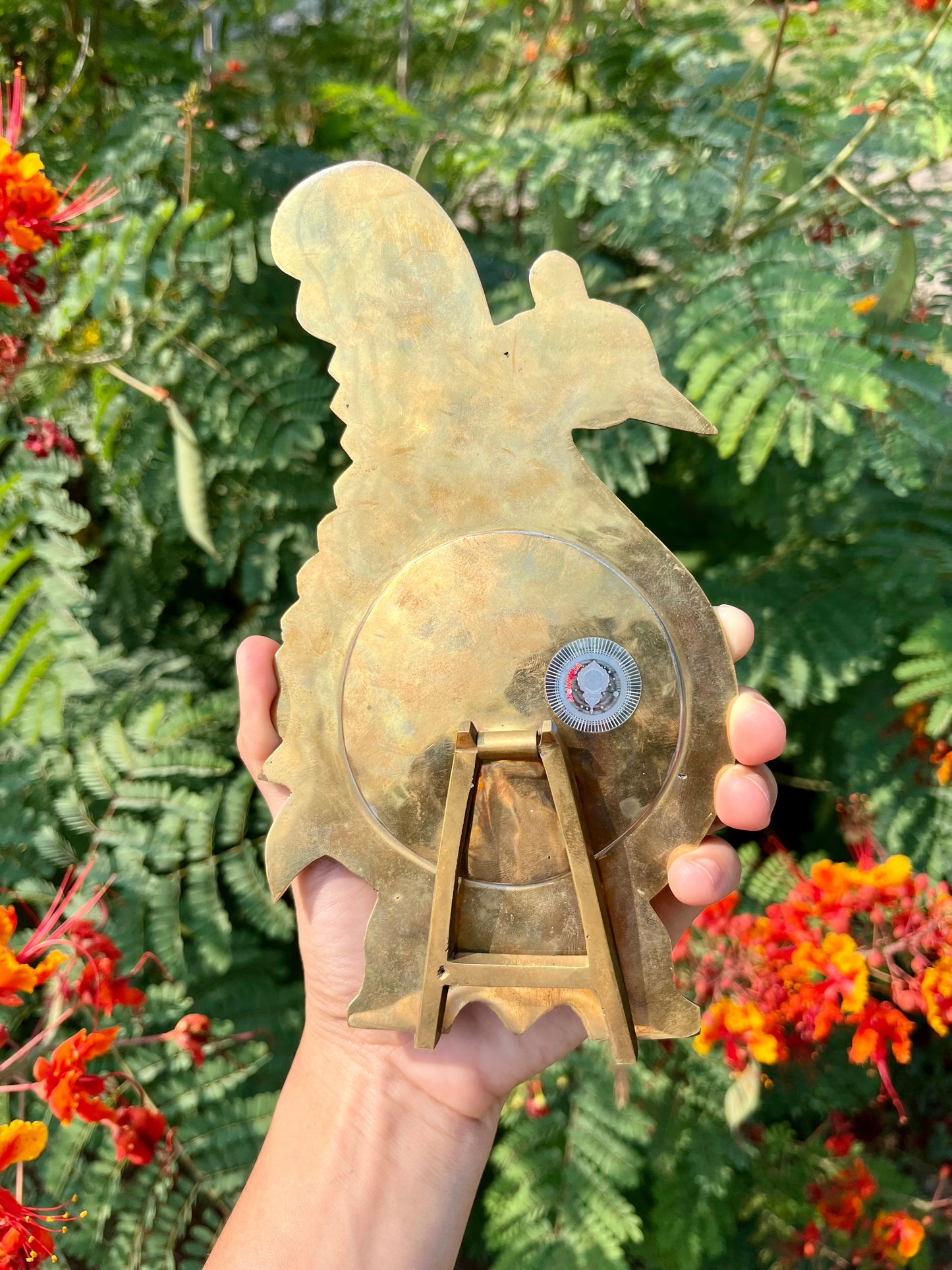 mcm slime green stash box + brass peacock mirror for kathleen