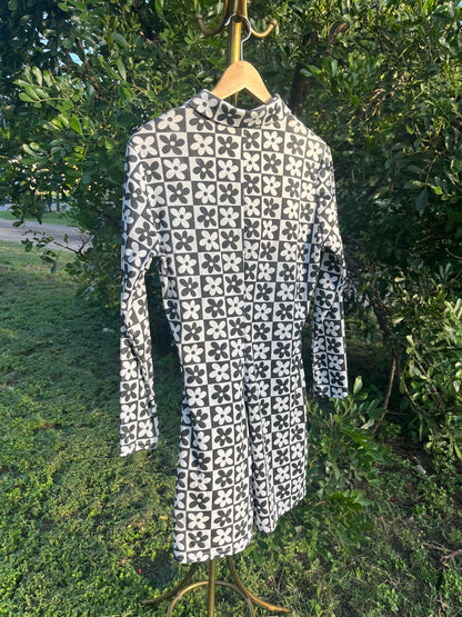 90s does 60s checker flower dress + 90s rayon floral maxi for candace