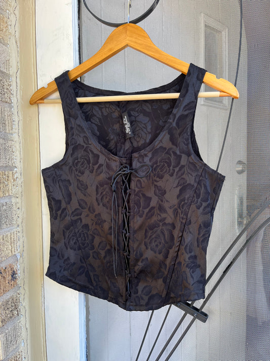 90s black rose corset top for monica