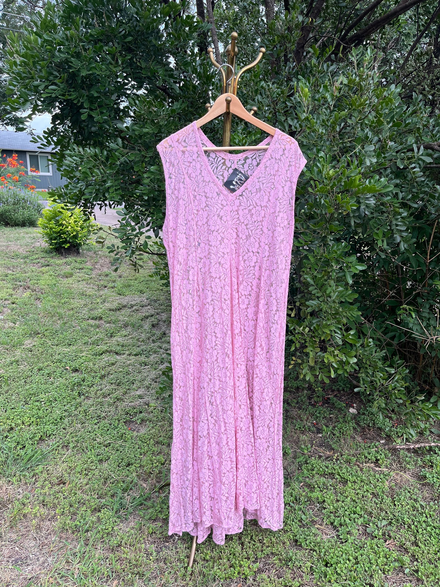 90s pink lace maxi for libby