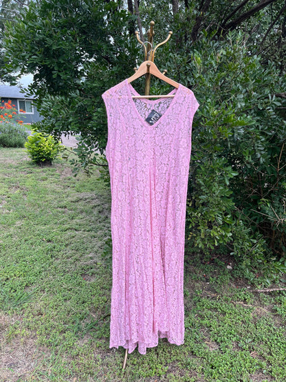90s pink lace maxi for libby