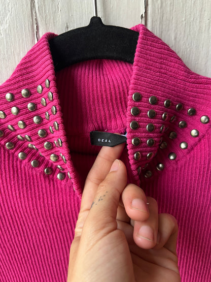 y2k pink studded mock neck top for vanessa
