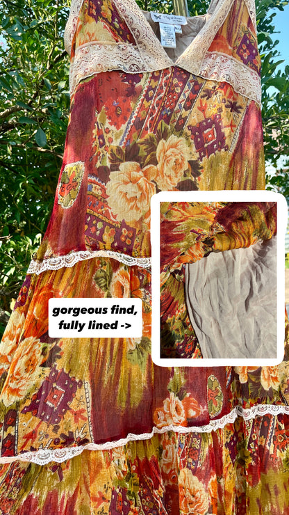 y2k romantic floral tiered dress for meg