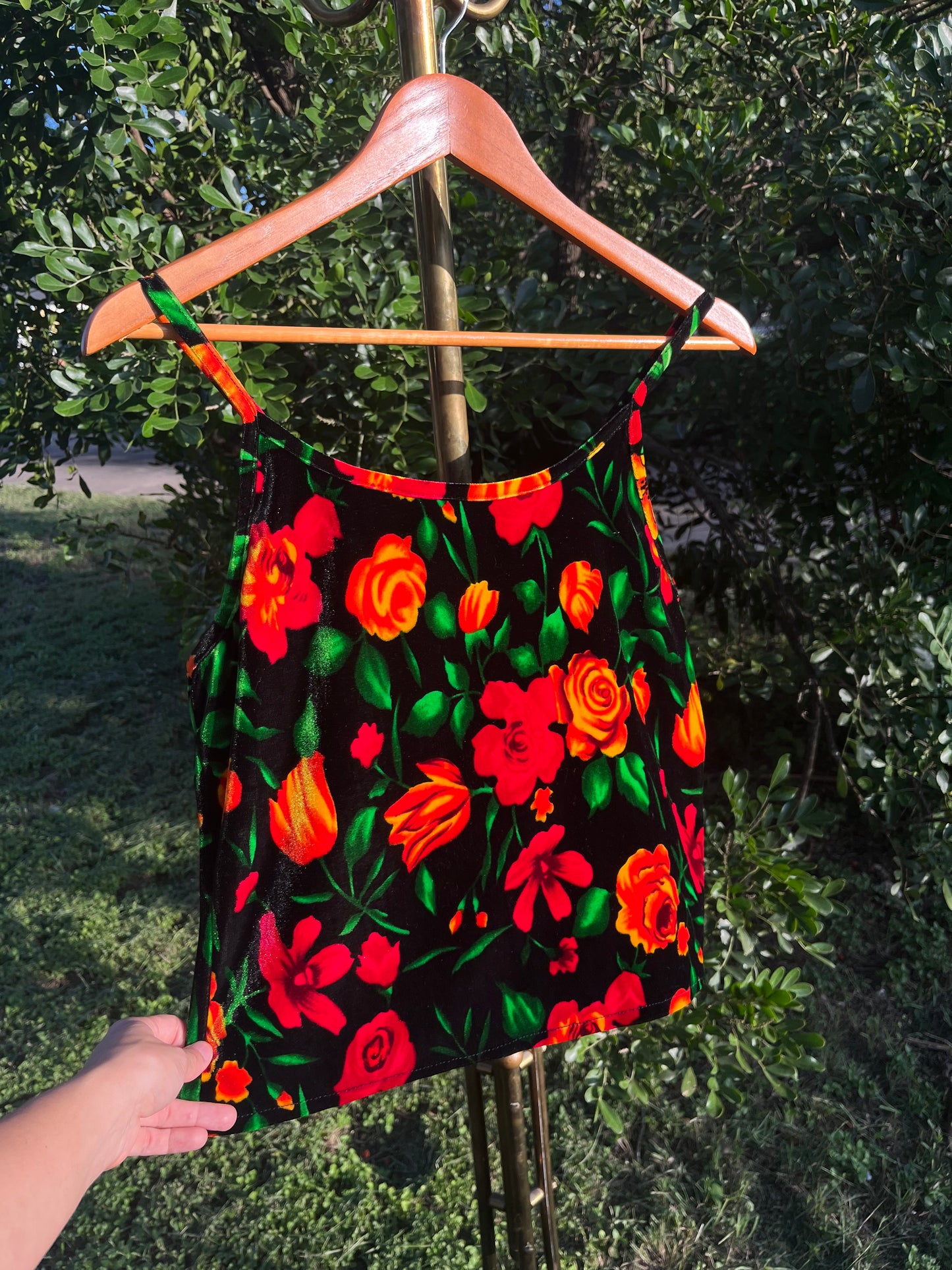 90s velvet floral tank for brandi