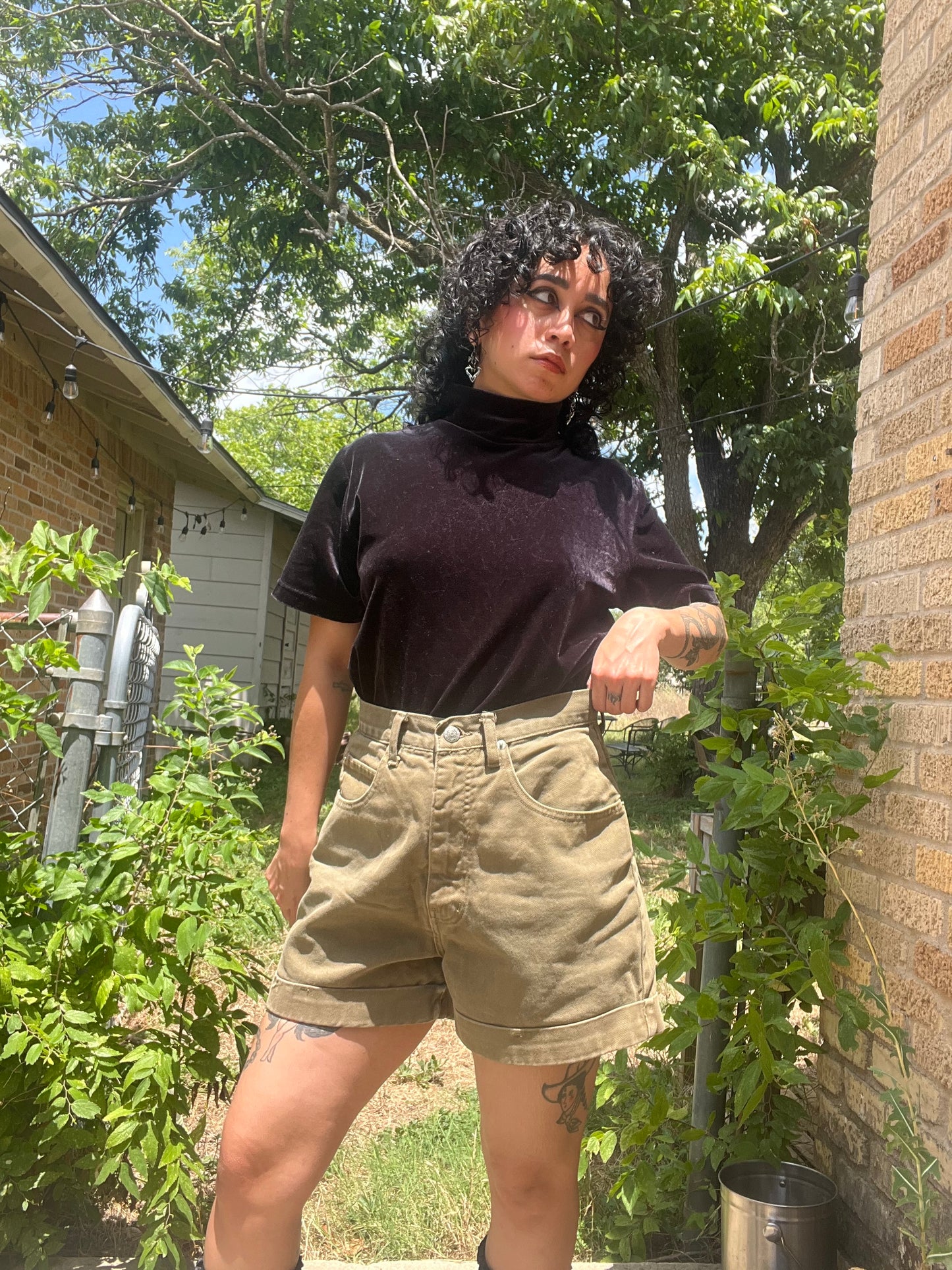 90s army green shorts for micaela