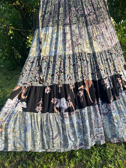 90s does 60s checker flower dress + 90s rayon floral maxi for candace