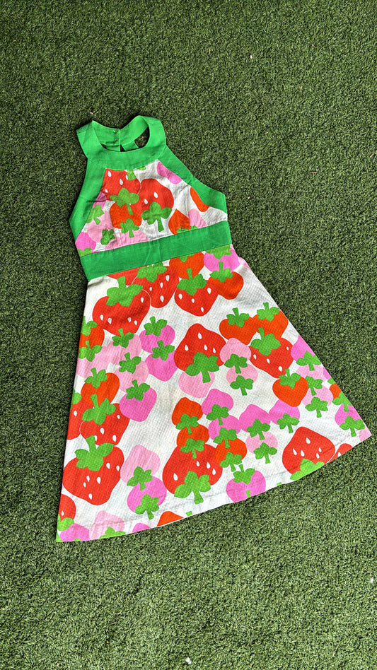 60s/70s strawberry halter dress for caroline