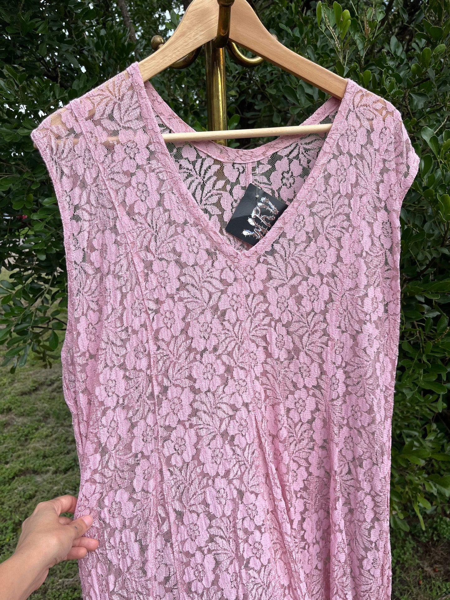90s pink lace maxi for libby