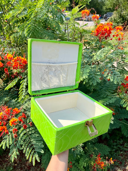 mcm slime green stash box + brass peacock mirror for kathleen