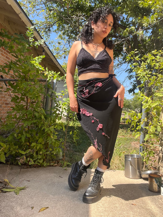 90s silk checkered button up + y2k silk shawl for ashley