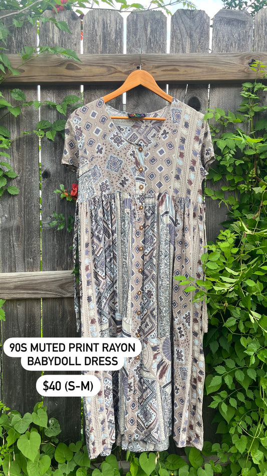 90s print rayon maxi dress for hannah